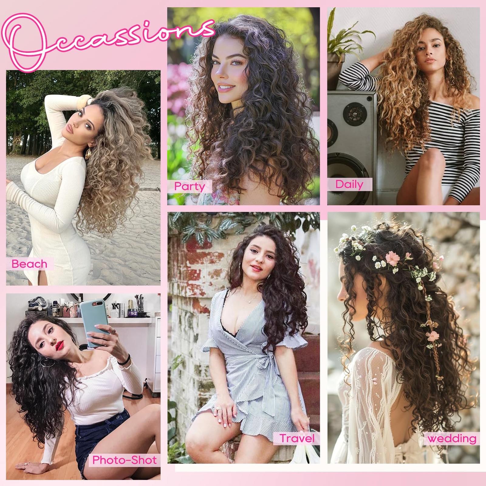 Curly Hair Extensions, 4PCS 24 inch Clip in Hair Extensions Lace Weft Short C…