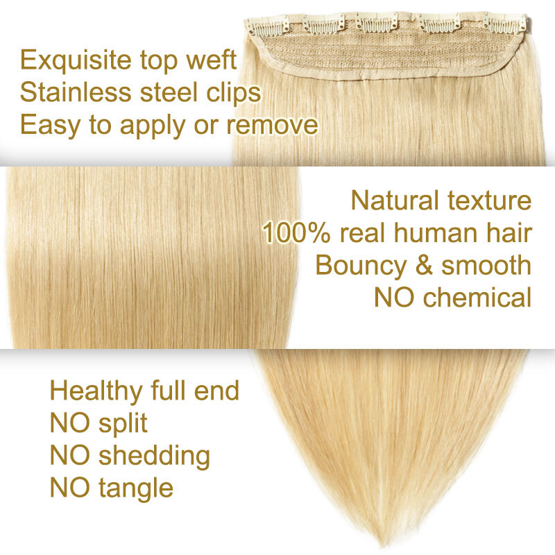 Thick Long Ombre One Piece 3/4 Full Head Clip In HUMAN REAL REMY Hair Extensions