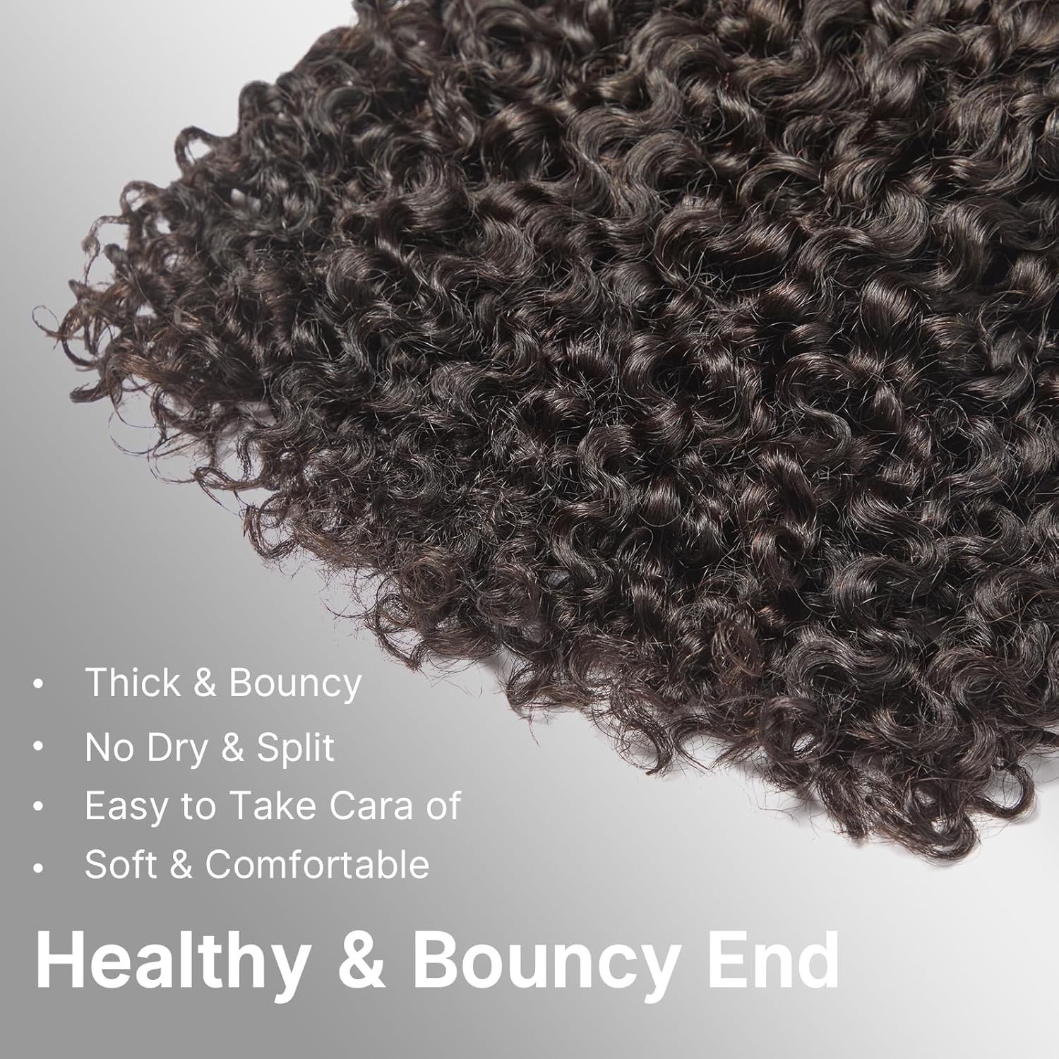 Burmese Curly Human Hair Bundles #1B Natural Color