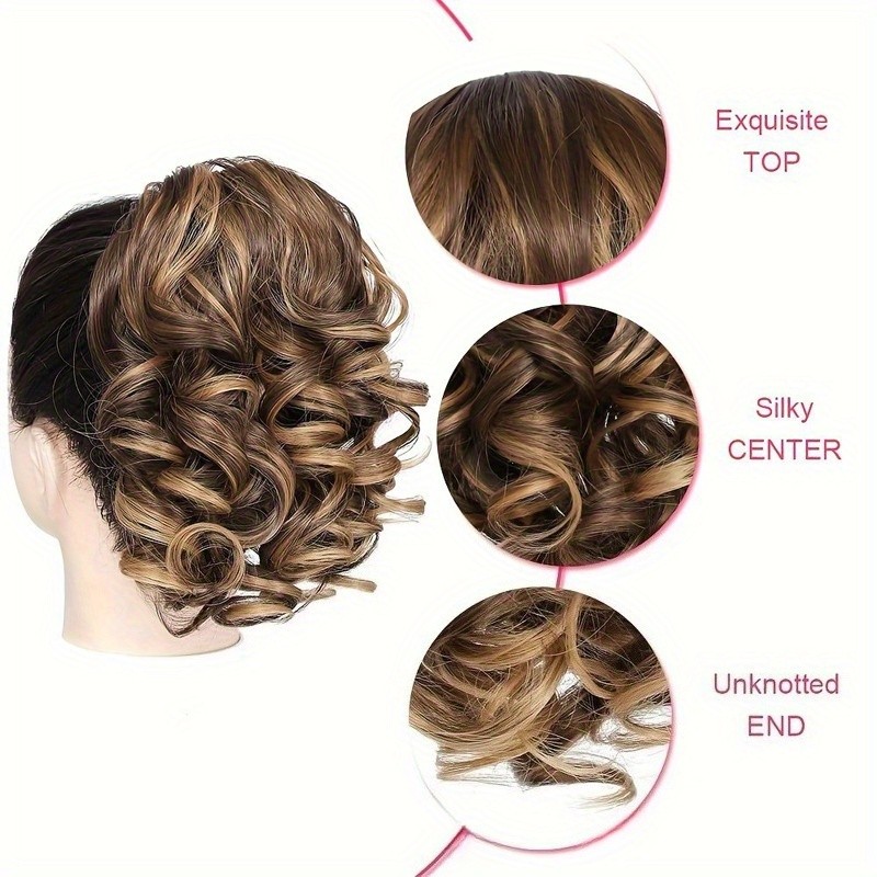Women’s Curly Wavy Ponytail Extensions Curly Straight Synthetic Hair gold