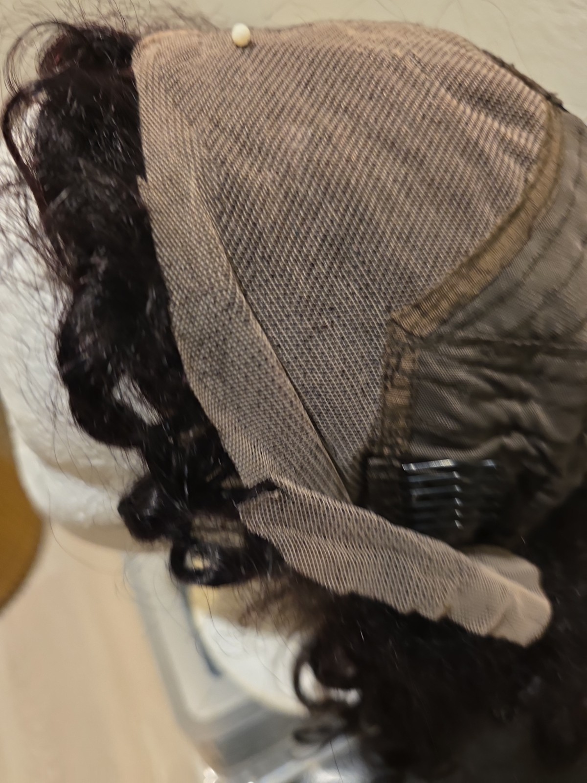 Lace Frontal Black Human Hair Curly Medium Length Wig