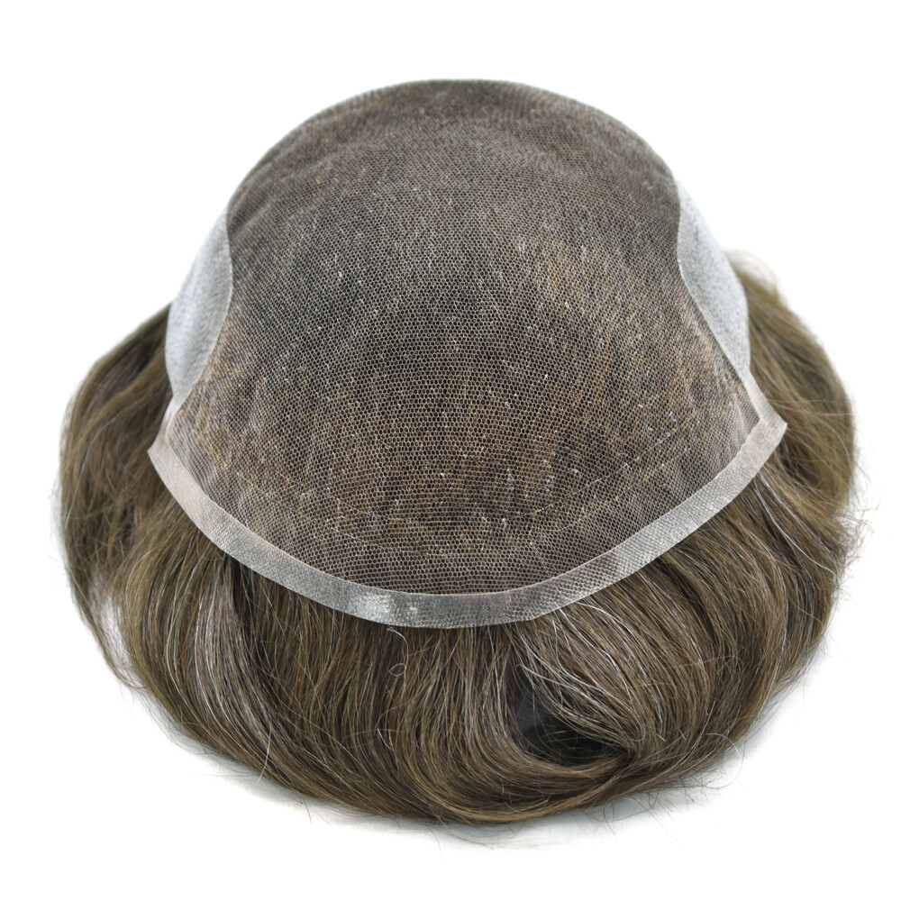 US French Lace Front Mens Toupee Poly Pu Hairpiece Replacement Systems BX2