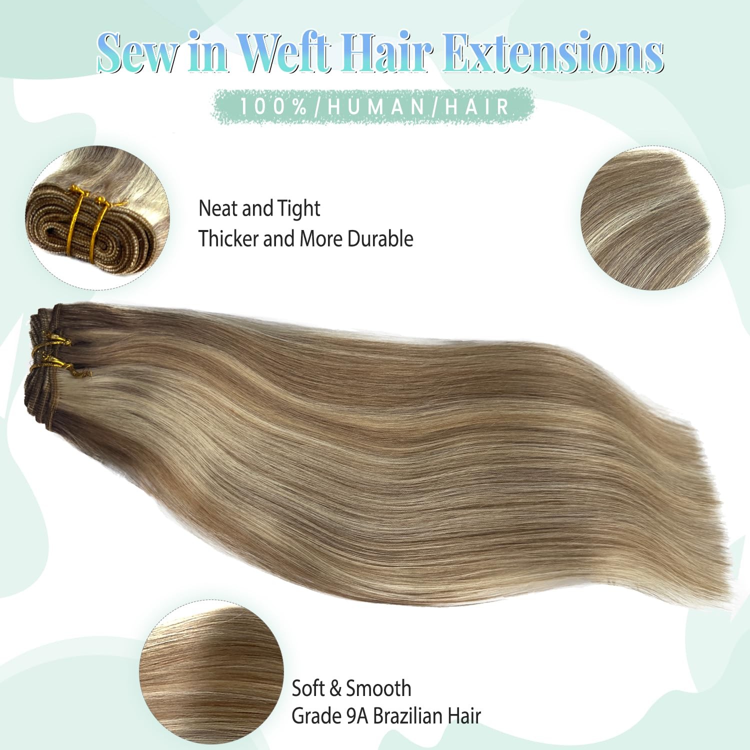 Ubetta Sew In Hair Extensions Real Human Hair 20 Inch Weft Extensions Real Remy