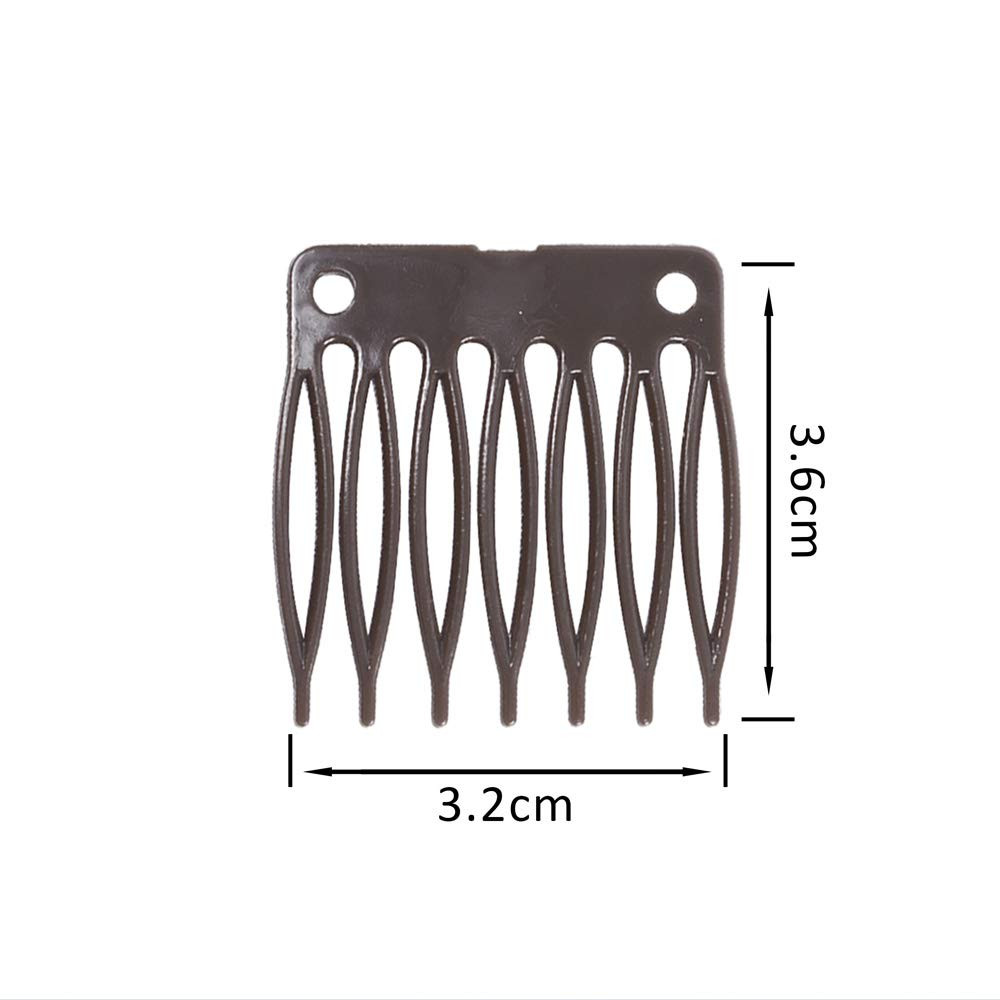 50 PCS Hair Clip Combs for Wigs – 7-Teeth Plastic Combs, Wig Cap