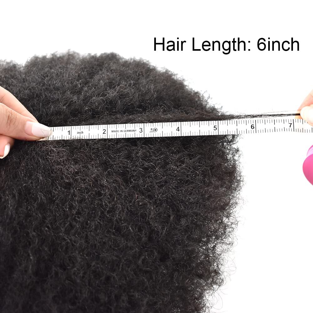 Afro Curly Toupee For Black Men Full Poly PU Skin Hairpiece Hair Replacement Wig