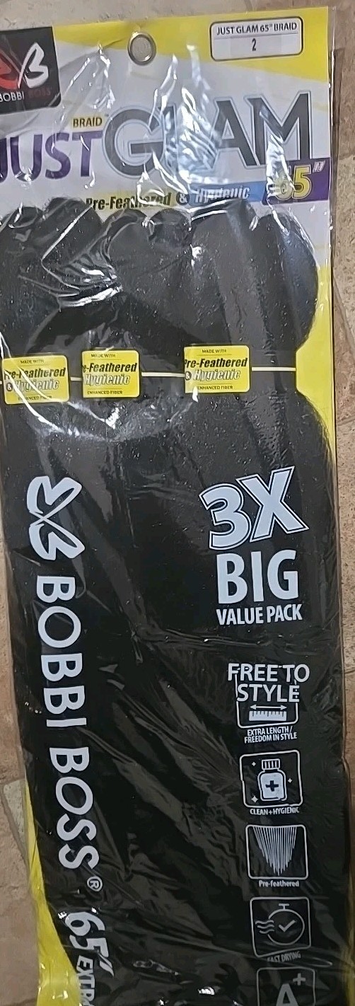 BOBBI BOSS JUST GLAM 65″ BRAIDING HAIR SUPER LONG BRAID #2 NEW 3-PACK