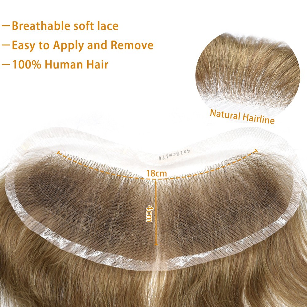 Mens Frontal Receding Hairline 100% Human Hairpiece Full Lace Forehead Hairline