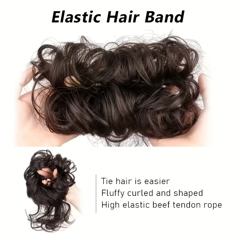 Natural Curly Messy Bun Hair Piece Scrunchie Updo Hair Extensions Real as Human