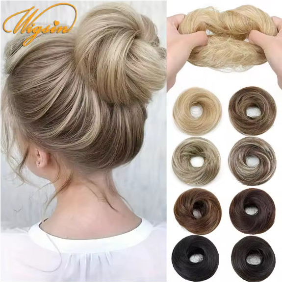 Synthetic Messy Dount Hair Buns Updo Chignon With Elastic Hair Exension for Wome