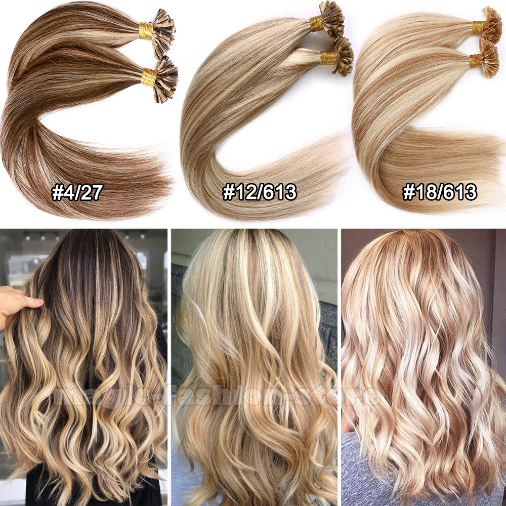 Balayage Keratin Nail U Tip Remy Human Hair Extensions Pre Bonded Fusion 1G L005