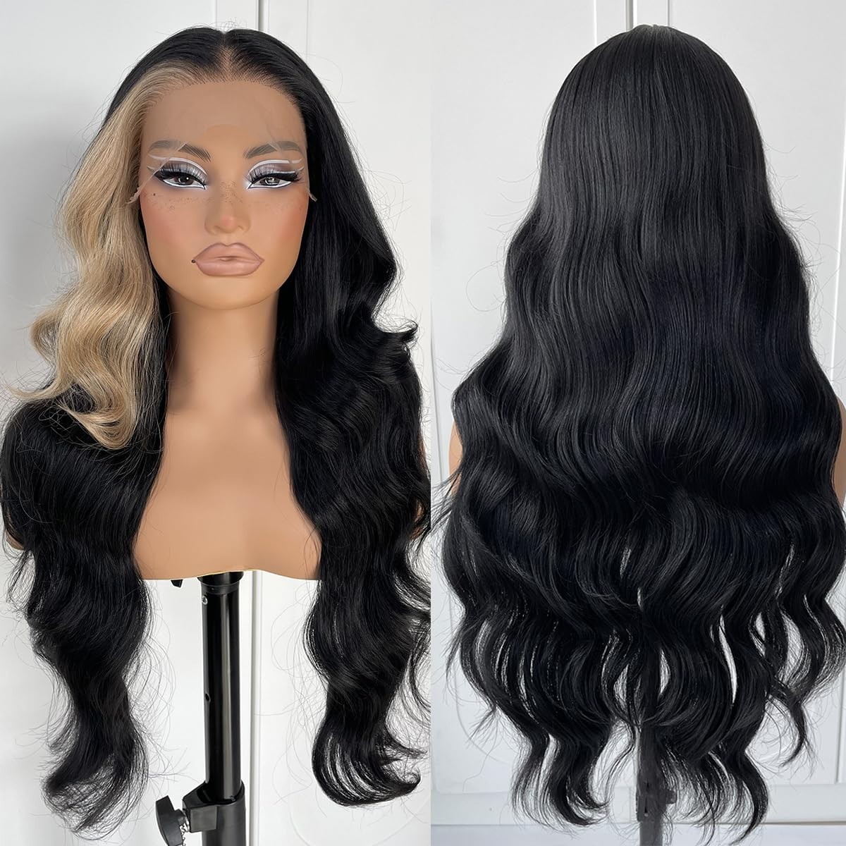 LACE FRONT WIG HUMAN HAIR BLENDED HIGHLIGHTS