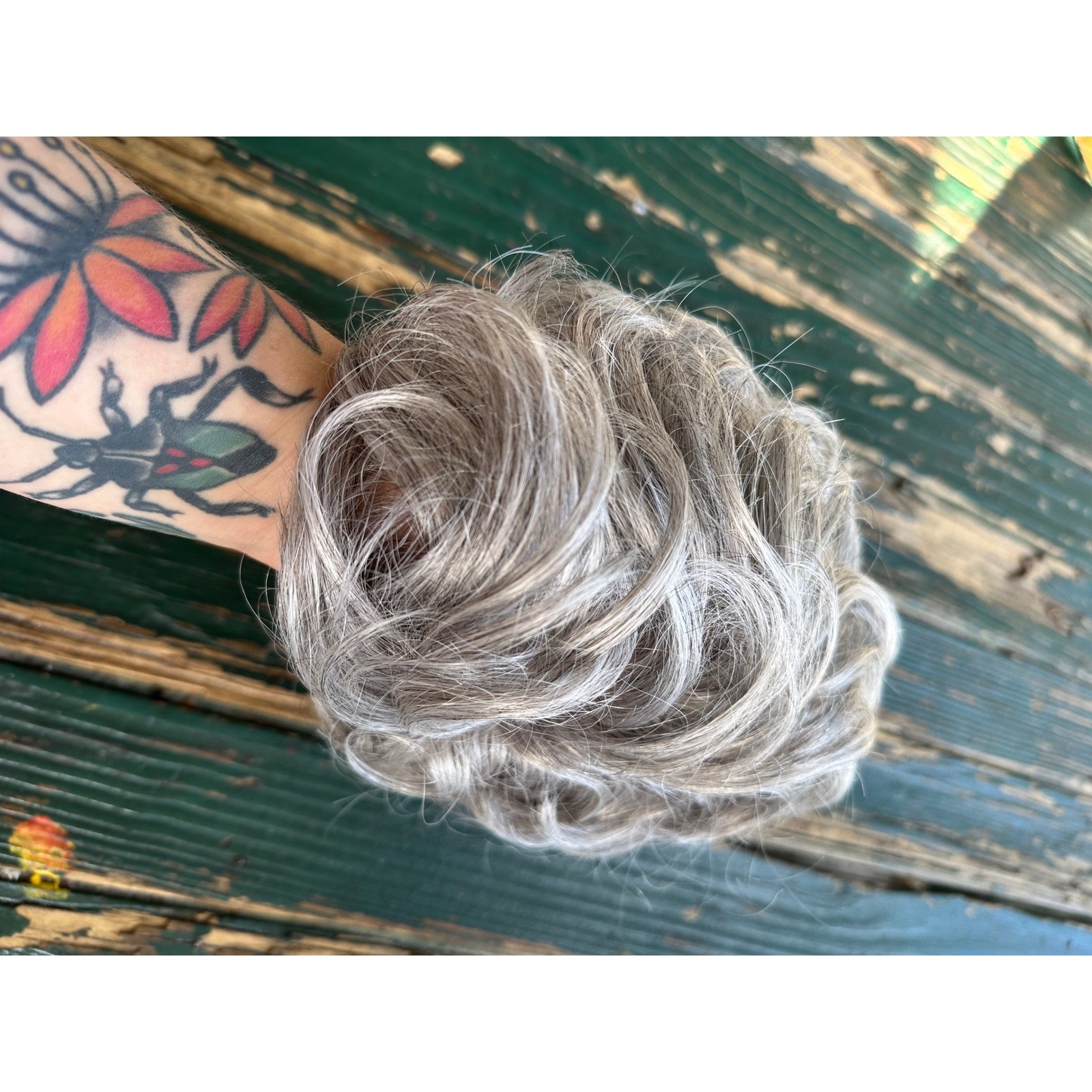 Eva Gabor Gabor of Rome Salt and Pepper Grey Curly Kanekalon Hair Piece Topper