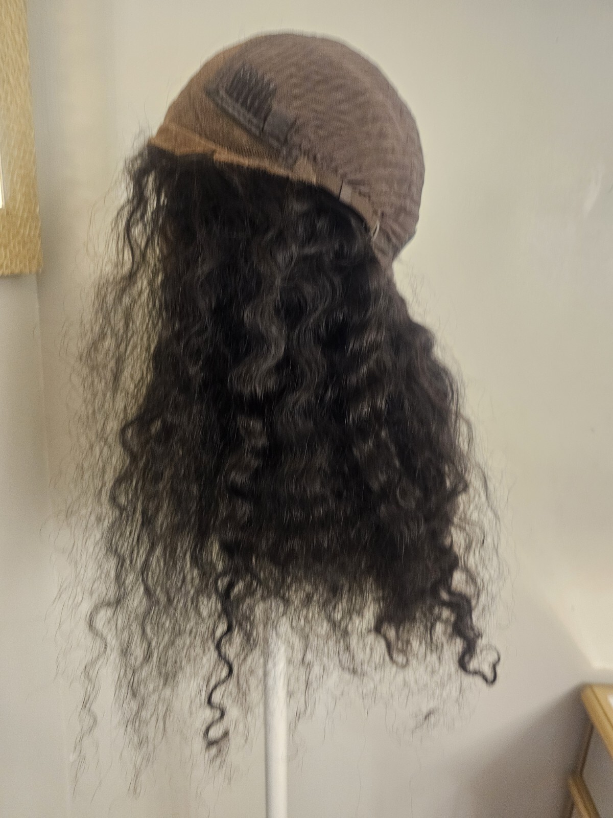 High Quality regular Top Black 20″ curly 150% Virgin Human Hair Lace Wig