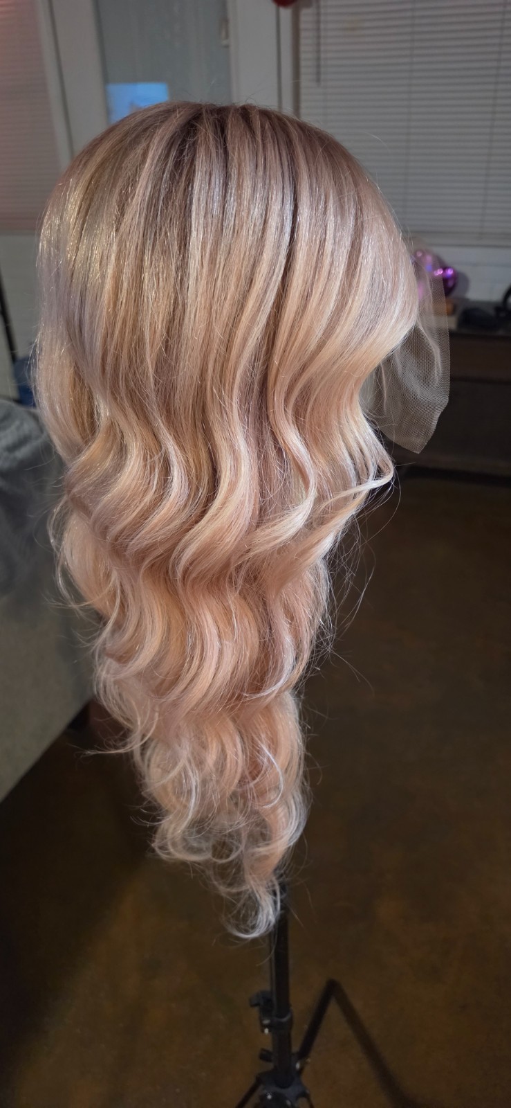 30″ Custom-colored 100% Human Hair Lace Front Wig – Pink Champagne
