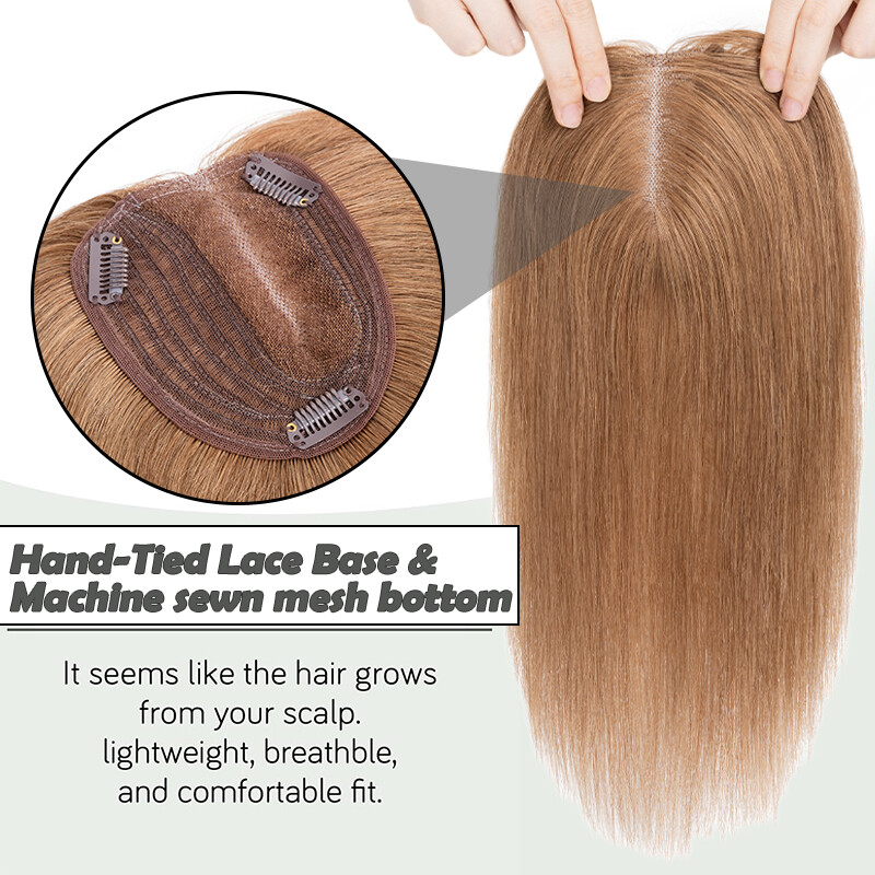 Clip in Real Remy Human Hair Topper Women’s Ombre Hairpiece Top Toupee Side Part