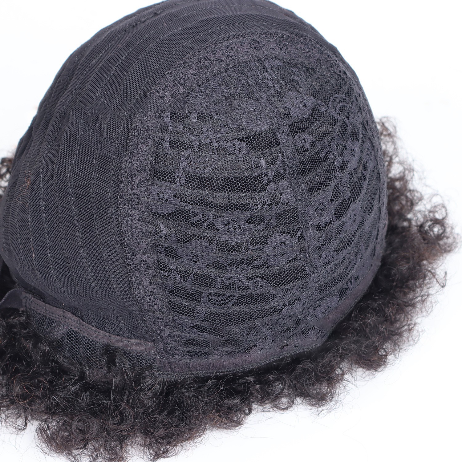 Short Afro Kinky Curly Human Hair Wig – 6-Inch Natural Black Full Afro Puff Wig