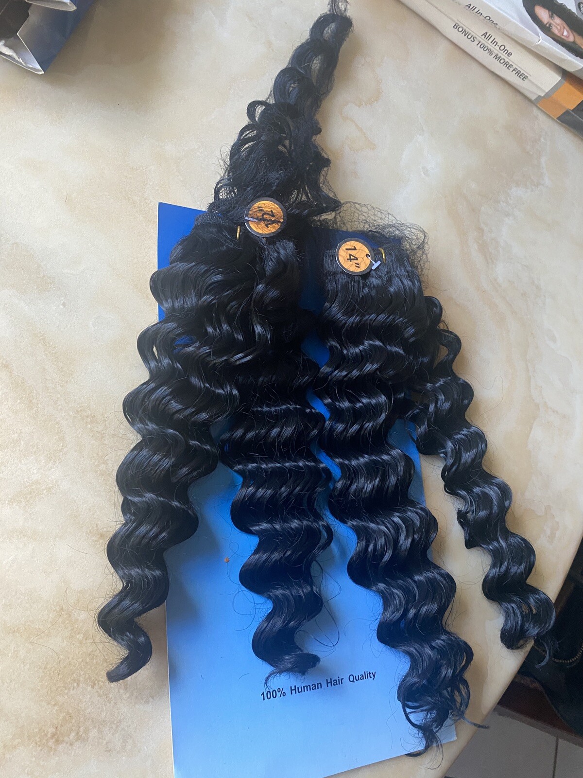 HAIRTREND SYNTETHIC HAIR ALL IN ONE DEEP WAVE 12 12 14 14 &”12 CLOSURE COLOR 1B