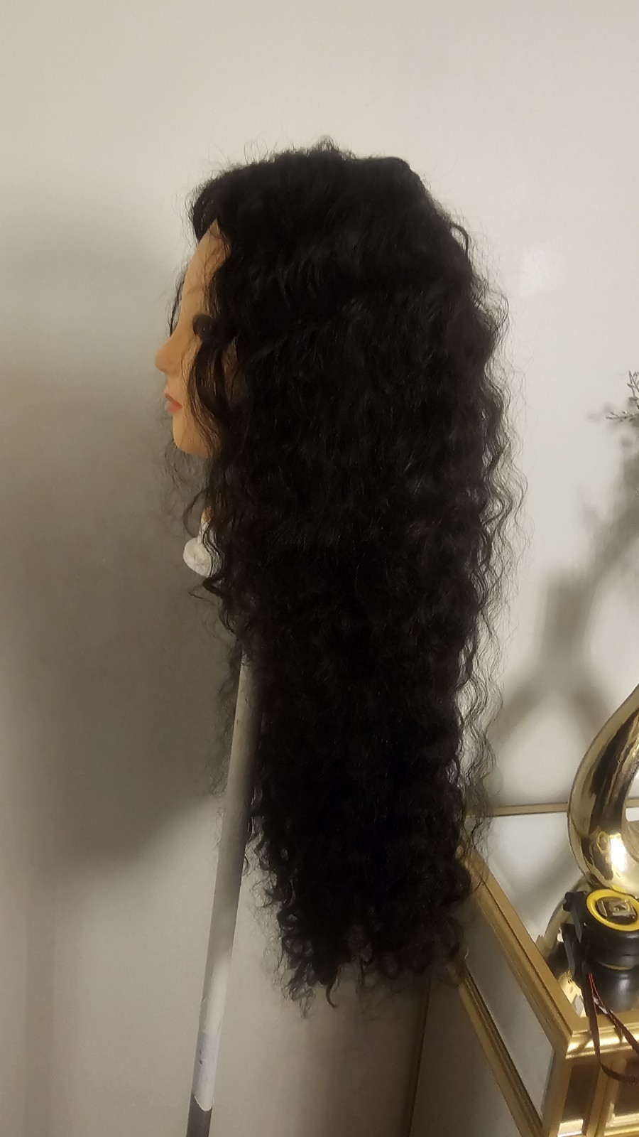 High Quality regular Top Black 26 to 28″ curly 100% Virgin Human Hair Lace Wig