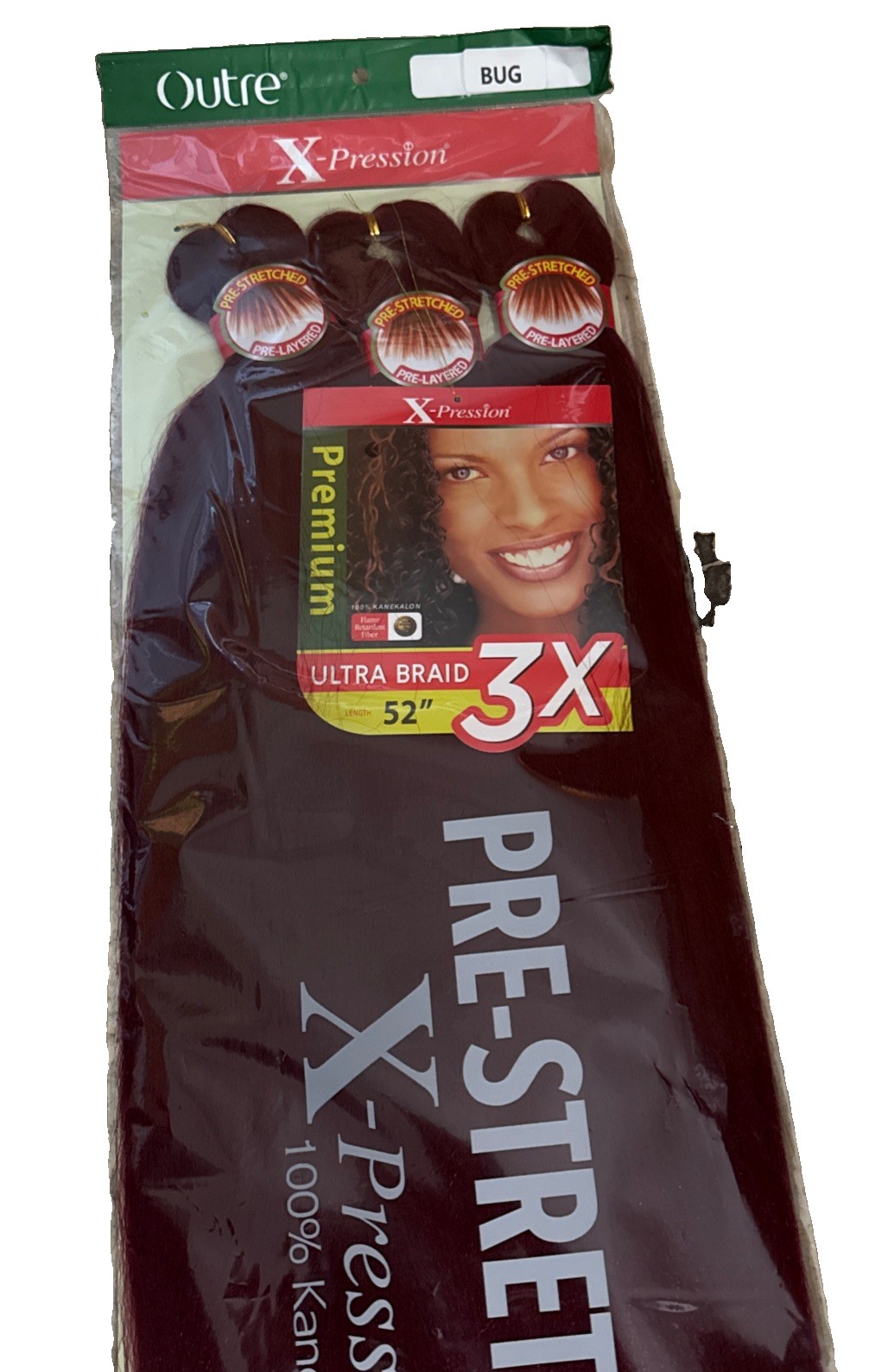Outre X-Pression Ultra Braid 3X Pre-Stretched 52in Synthetic Burgundy BU