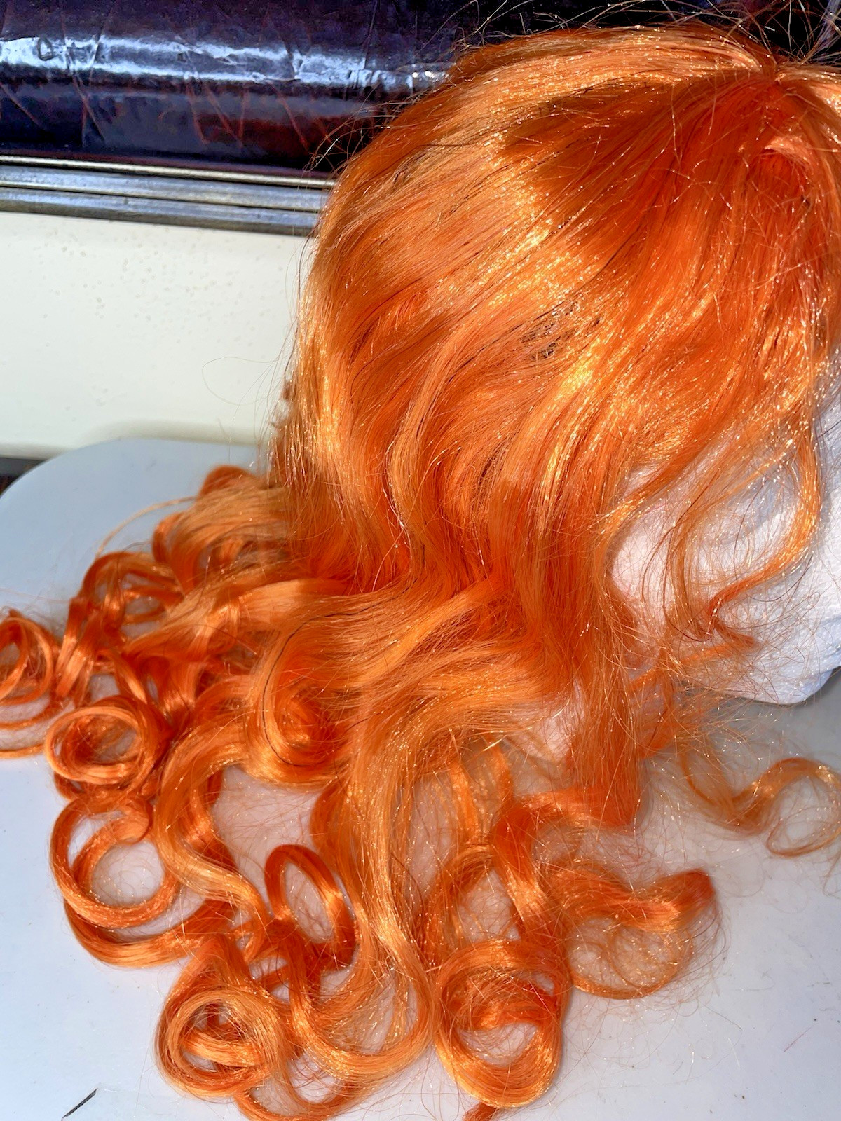 NEW Orange Cosplay Costume Long Full Hair Wavy Curly Wig Women Girls Adult 22″