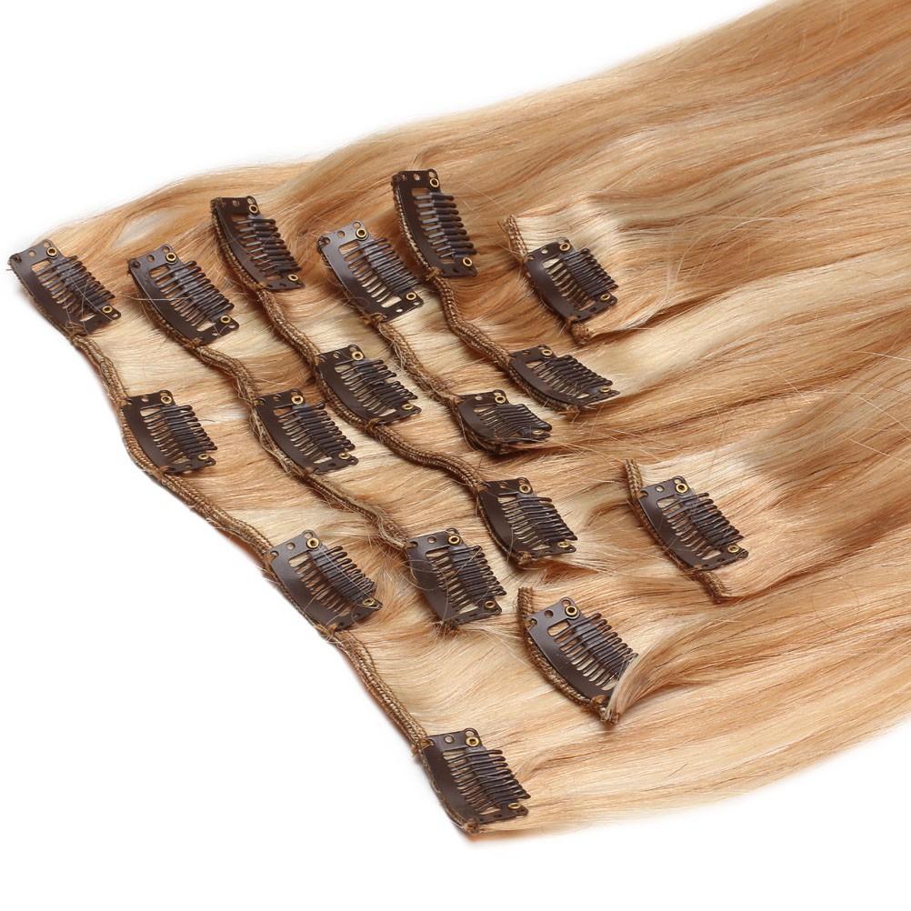 100% Human Hair Extensions Clip In Real Remy Hair Full Head Thick 8Pieces120gram