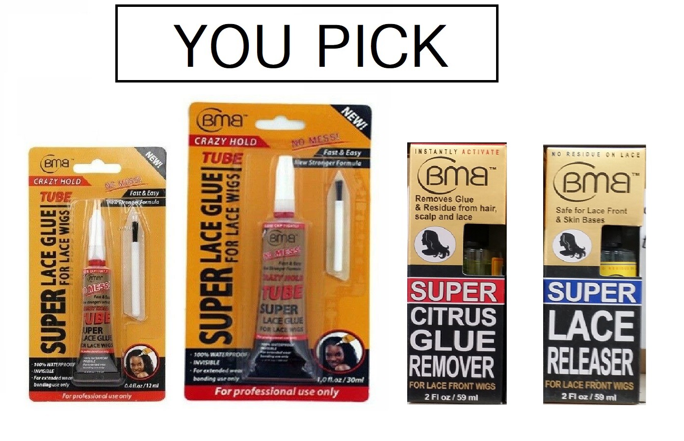 BMB Crazy Hold Tube Super LACE WIG GLUE ( 0.4oz, 1.0oz ) / Remover / Releaser