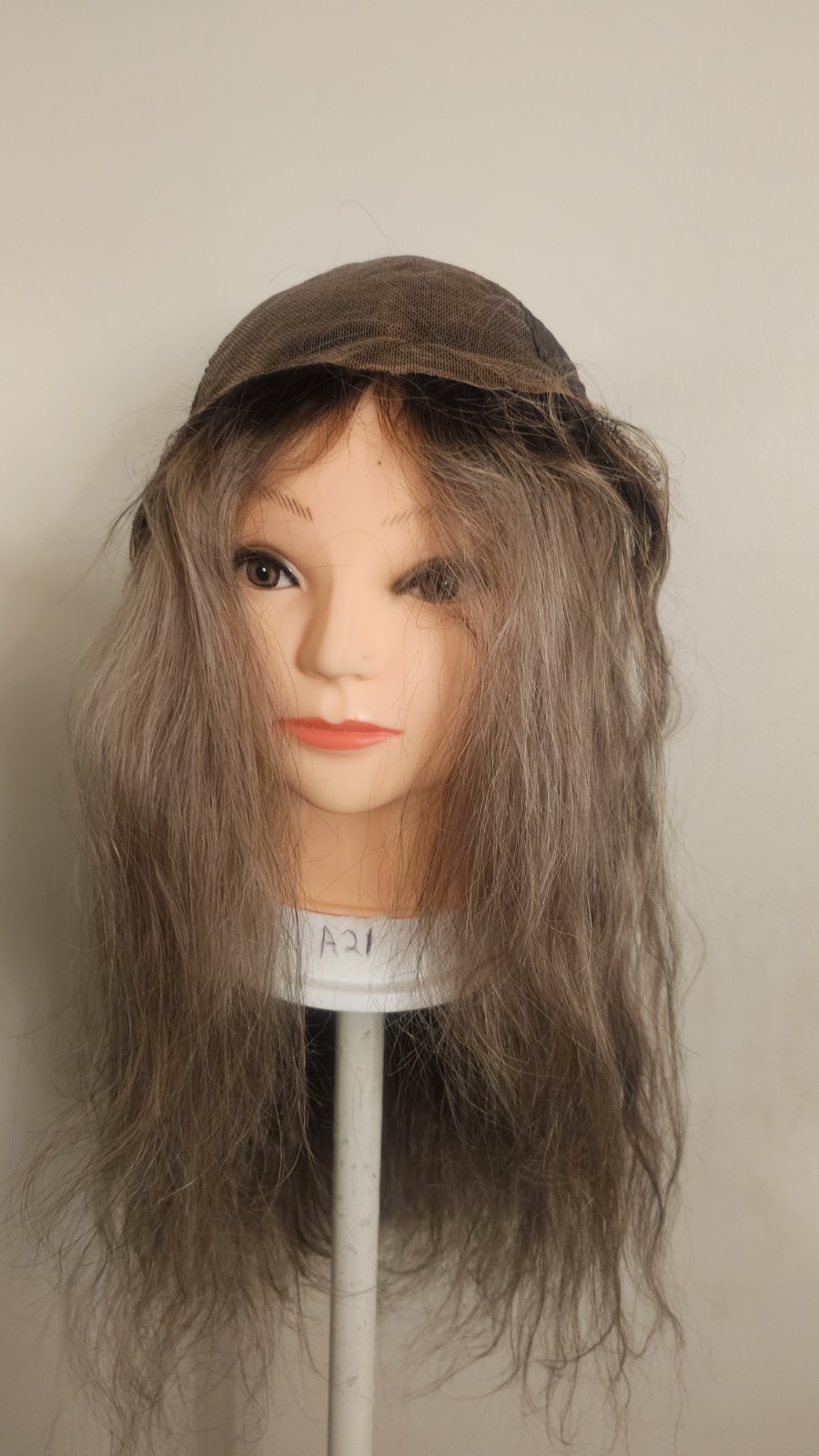 High Quality regular Top 22 to 24″ gray wavy 100% Virgin Human Hair Lace Wig