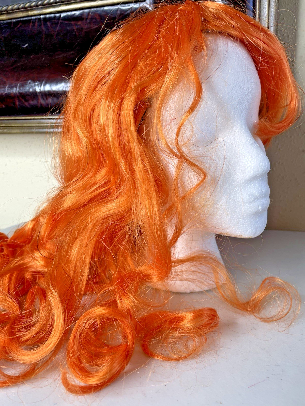 NEW Orange Cosplay Costume Long Full Hair Wavy Curly Wig Women Girls Adult 22″