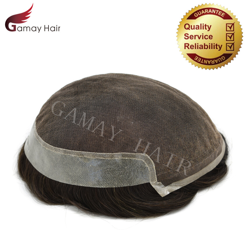 Mens Toupee French Lace Human Hairpiece Front Lace Natural Hairline Wigs BX2