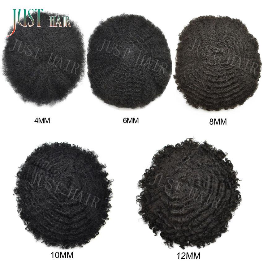 Afro Toupee For Black Men All Transparent Lace Curly 100%Human hair Weave system