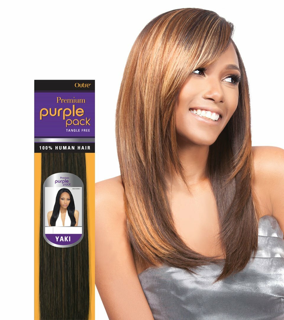 Outre Premium Purple Pack Yaki 100% Human Hair 8″