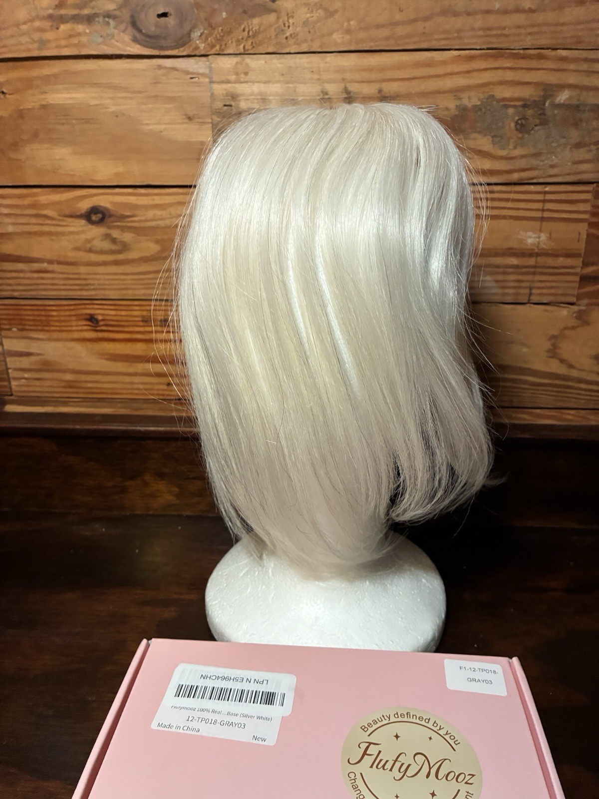 Flufymooz 100% Human Hair Toppers, 12” w/ Bangs, Silver While Platinum Blonde