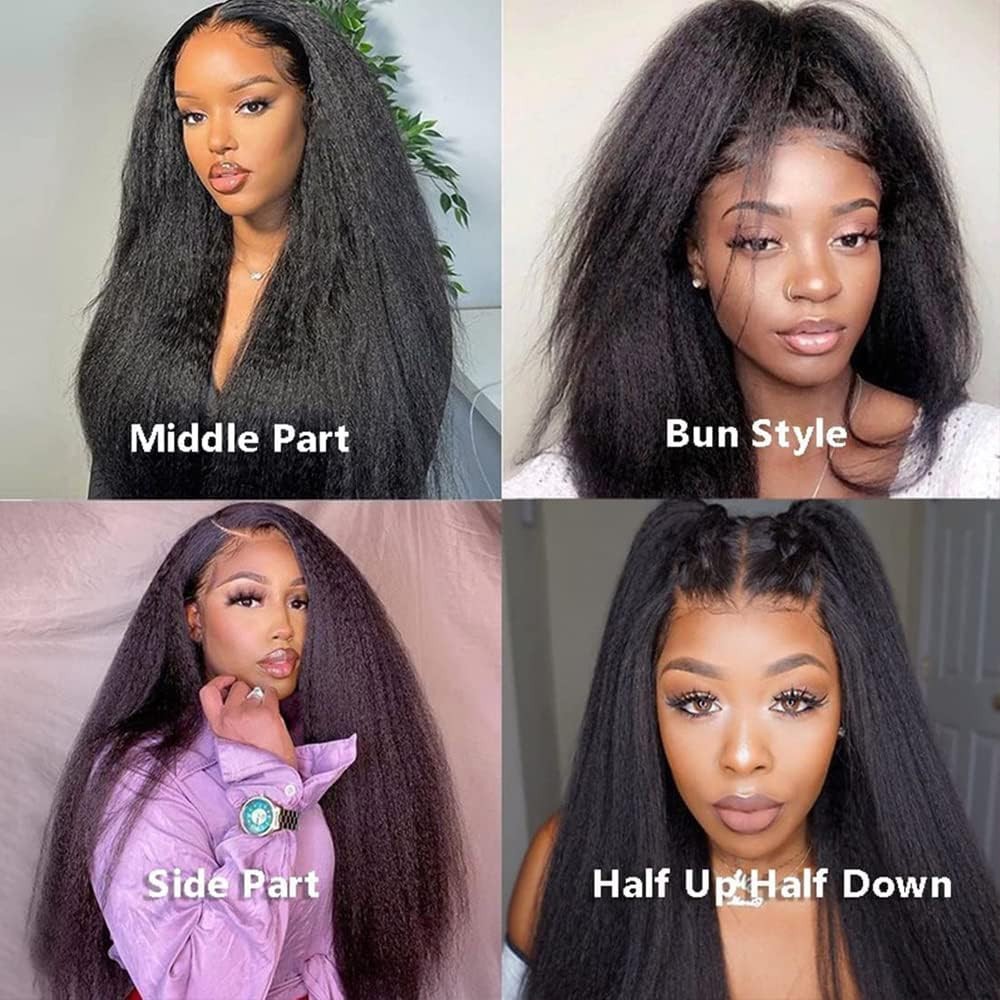 Transparent Lace Human Hair 13×6 Natural Color Kinky Straigh for Women
