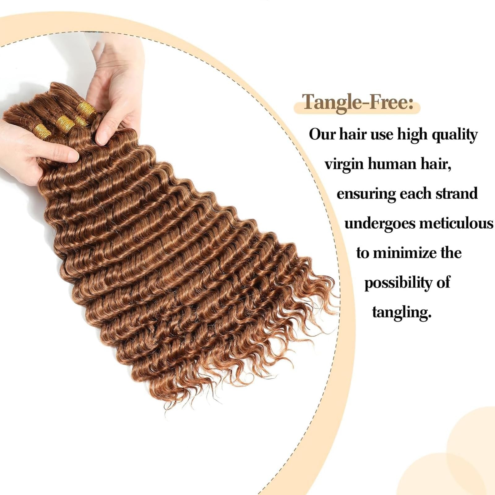 Fabimiya Deep Curly Braiding Human Hair 100G 22 Inch Color 30 Auburn Brown Deep