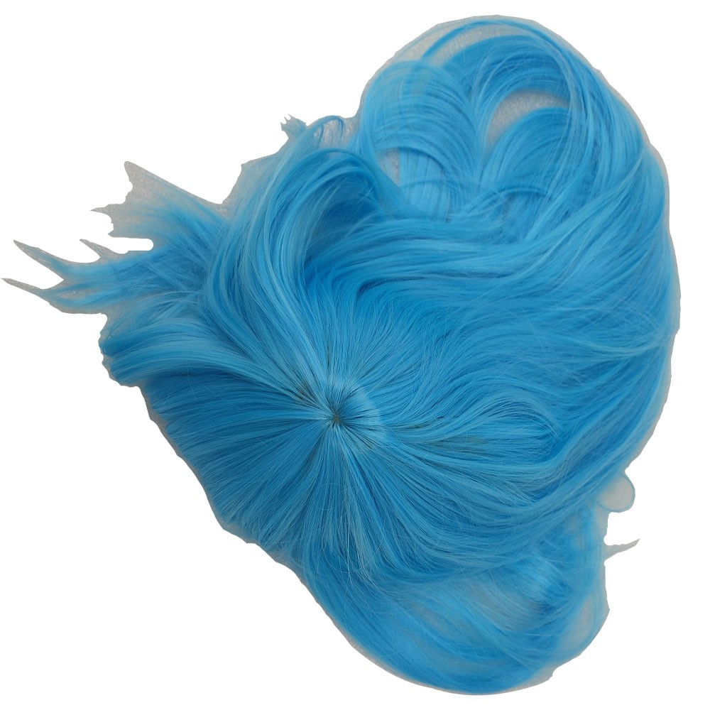 Blue New 80cm Straight Sleek Long Full Hair Wigs Side Bangs for Women Rose Net