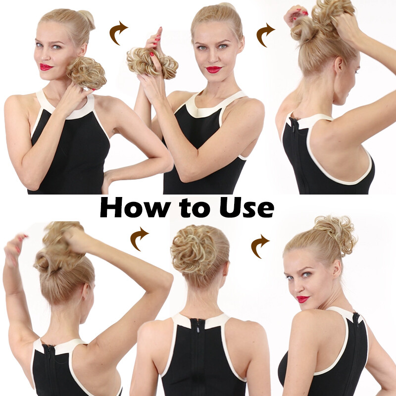 US Messy Bun Hair Piece Scrunchie Updo Curly Hair Extensions Real Thick As Human
