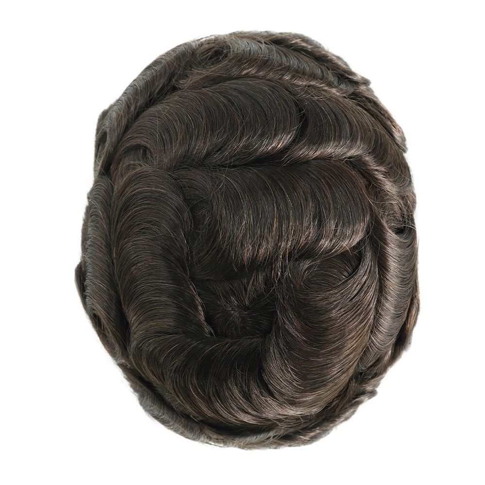 Mens Toupee Human Hair Replacement System French Lace Front Hairpieces 8X10 #2