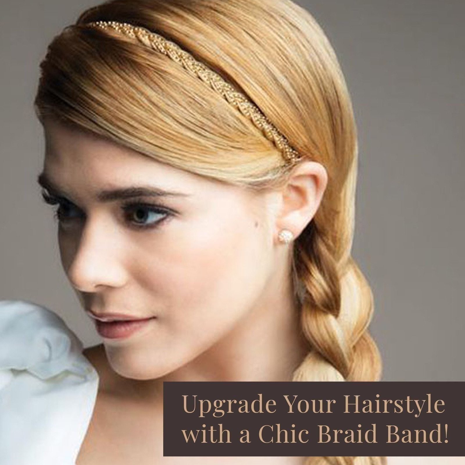REVLON Braided Headband Jeweled Hair ornament Ready to Wear (Medium Brown)