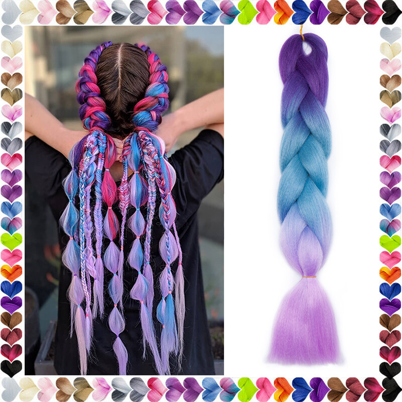24″ Braiding Ombre Rainbow Jumbo Braids Hair Extensions Synthetic Multi-Color US