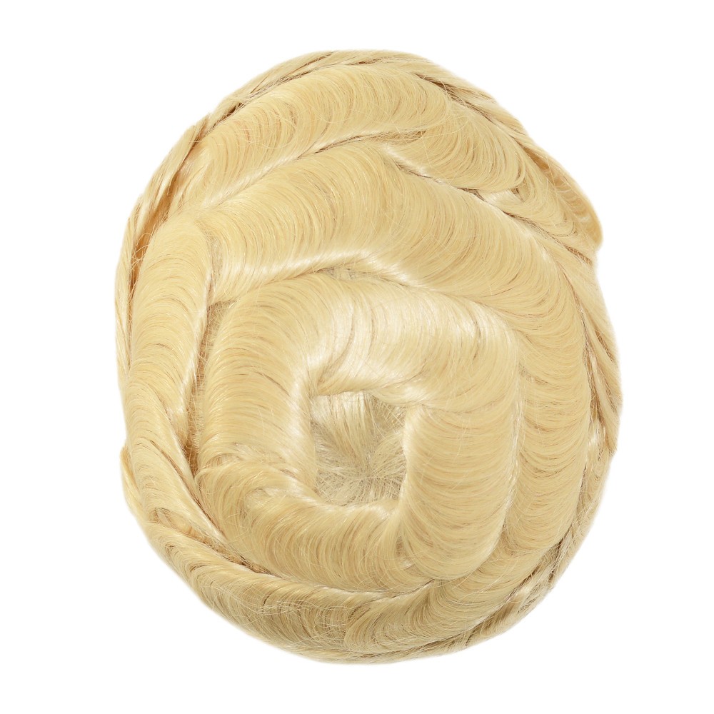 Mens Human Poly Skin Hair Toupee Replacement System Skin Toupee Hairpieces 8X10