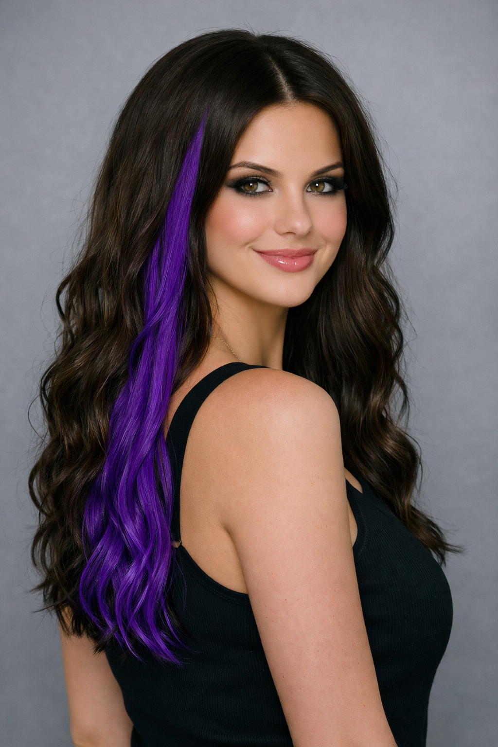 18″ Straight Color Strip Clip‑In Synthetic Hair Extension – Deep Violet