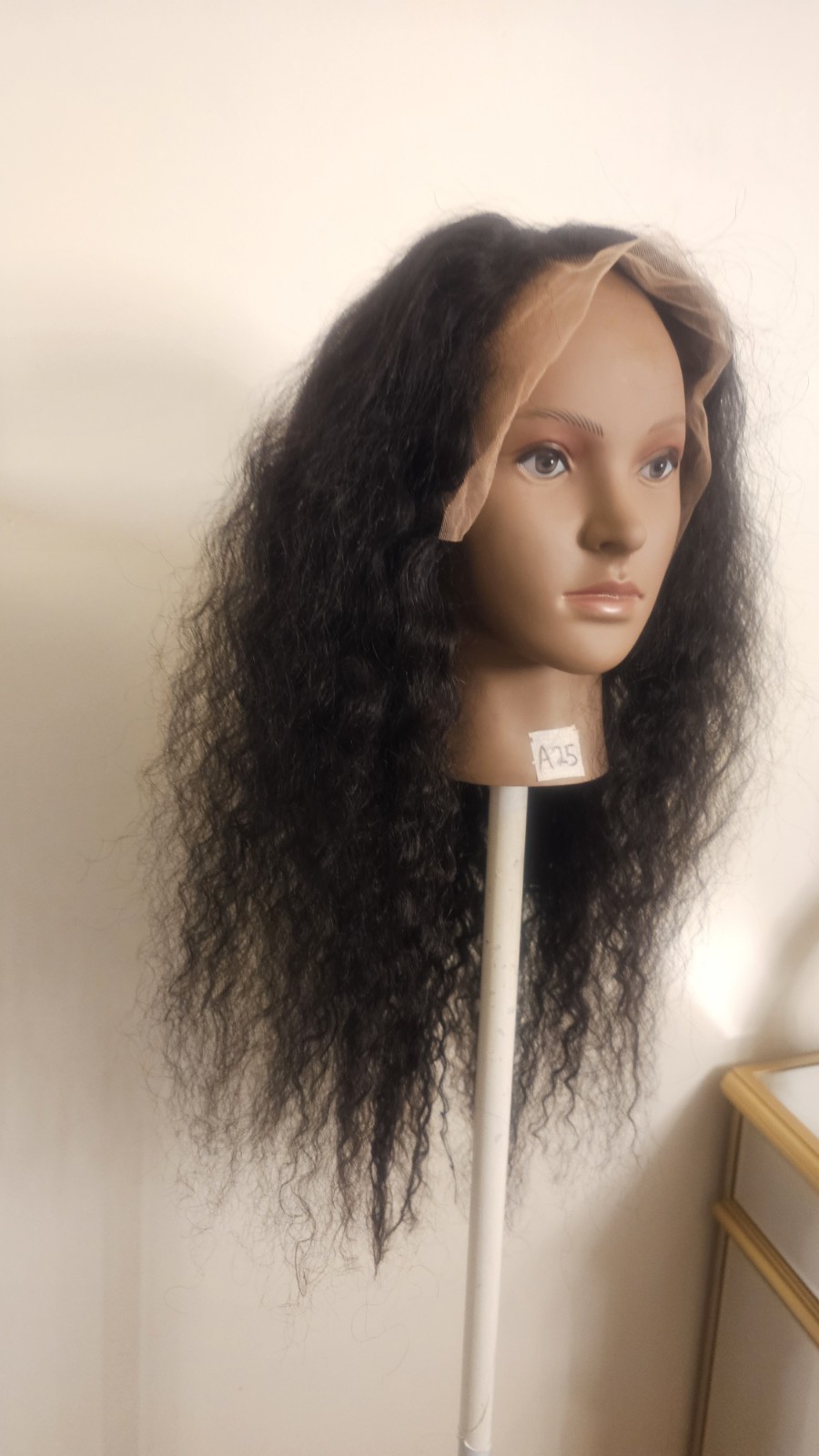 High-Quality Regular Top 24″ natural black 150% Virgin Human Hair Lace Wig
