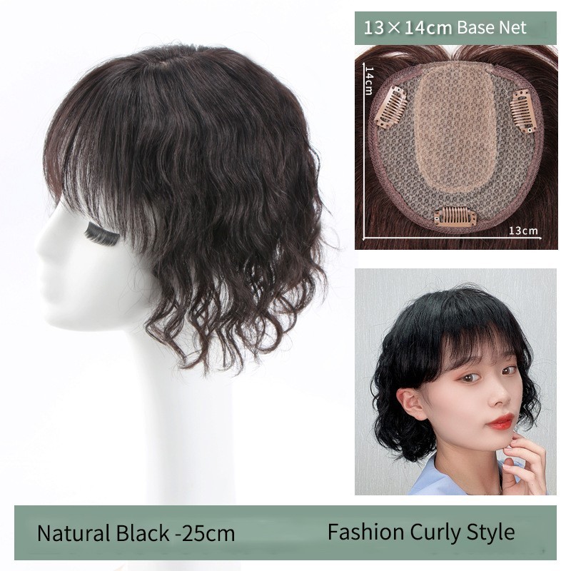 Soft 100% Human Hair Toupee Curly Hair Topper Top Clip in Hair Pieces for Women