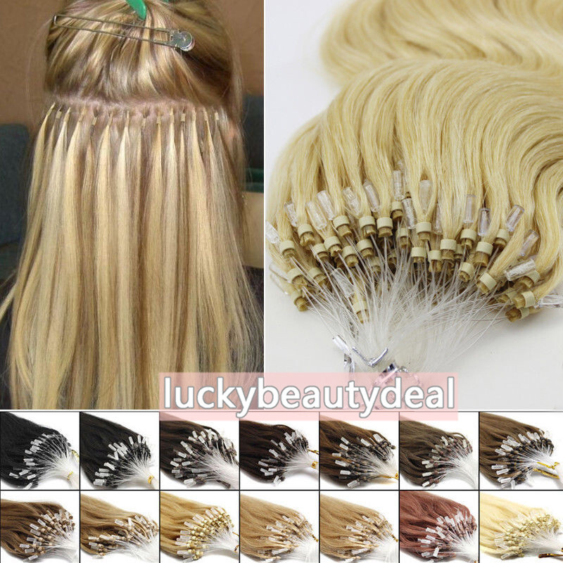 Micro Link Hair Extensions Loop Micro Ring Beads Tip Real Remy Human Hair16-26in