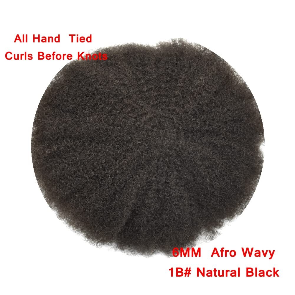 Afro Toupee For Black Men All Transparent Lace Curly 100%Human hair Weave system