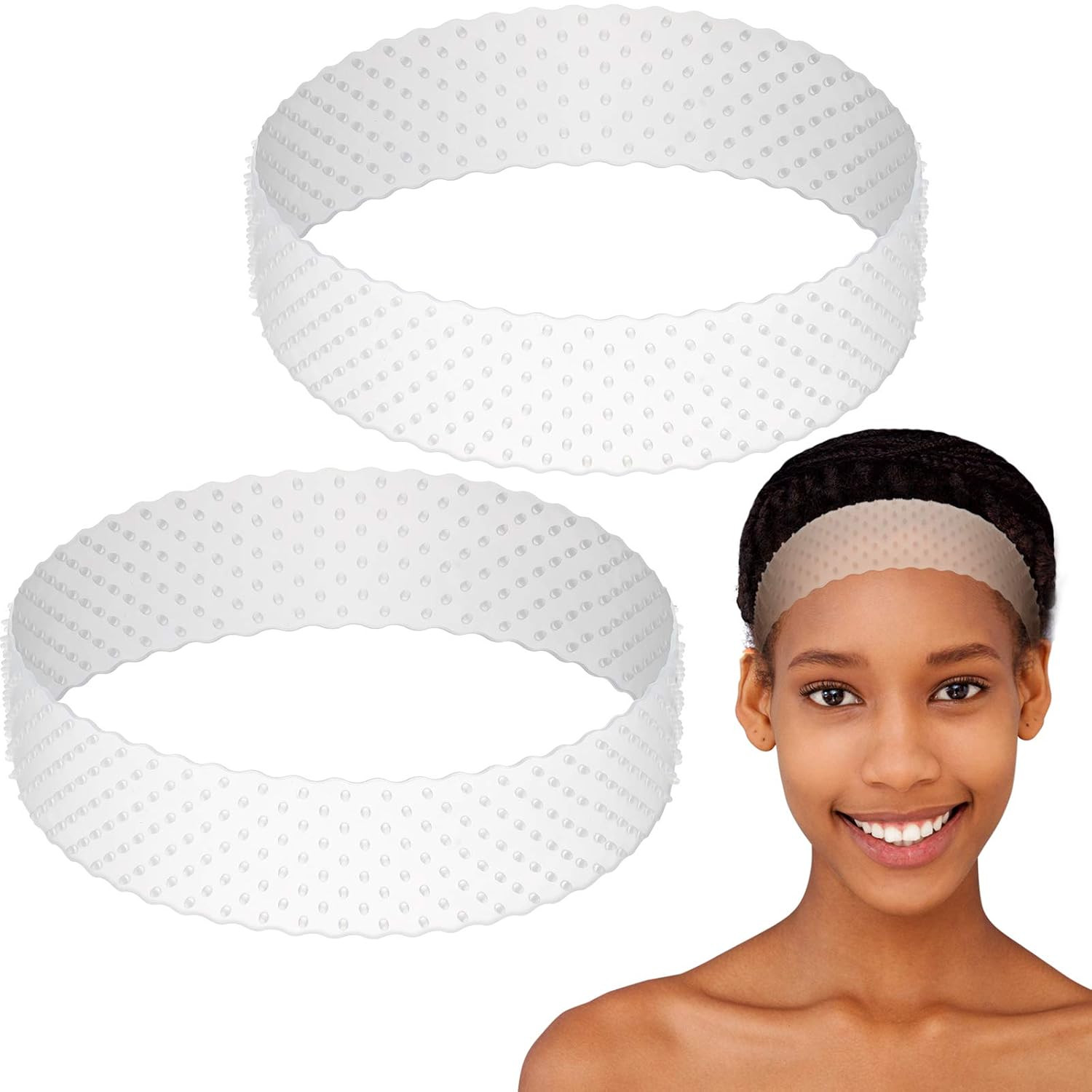 2 Pcs Silicone Wig Grip Band Snatch Proof Wig Band No Slip Silicone Headband Bul