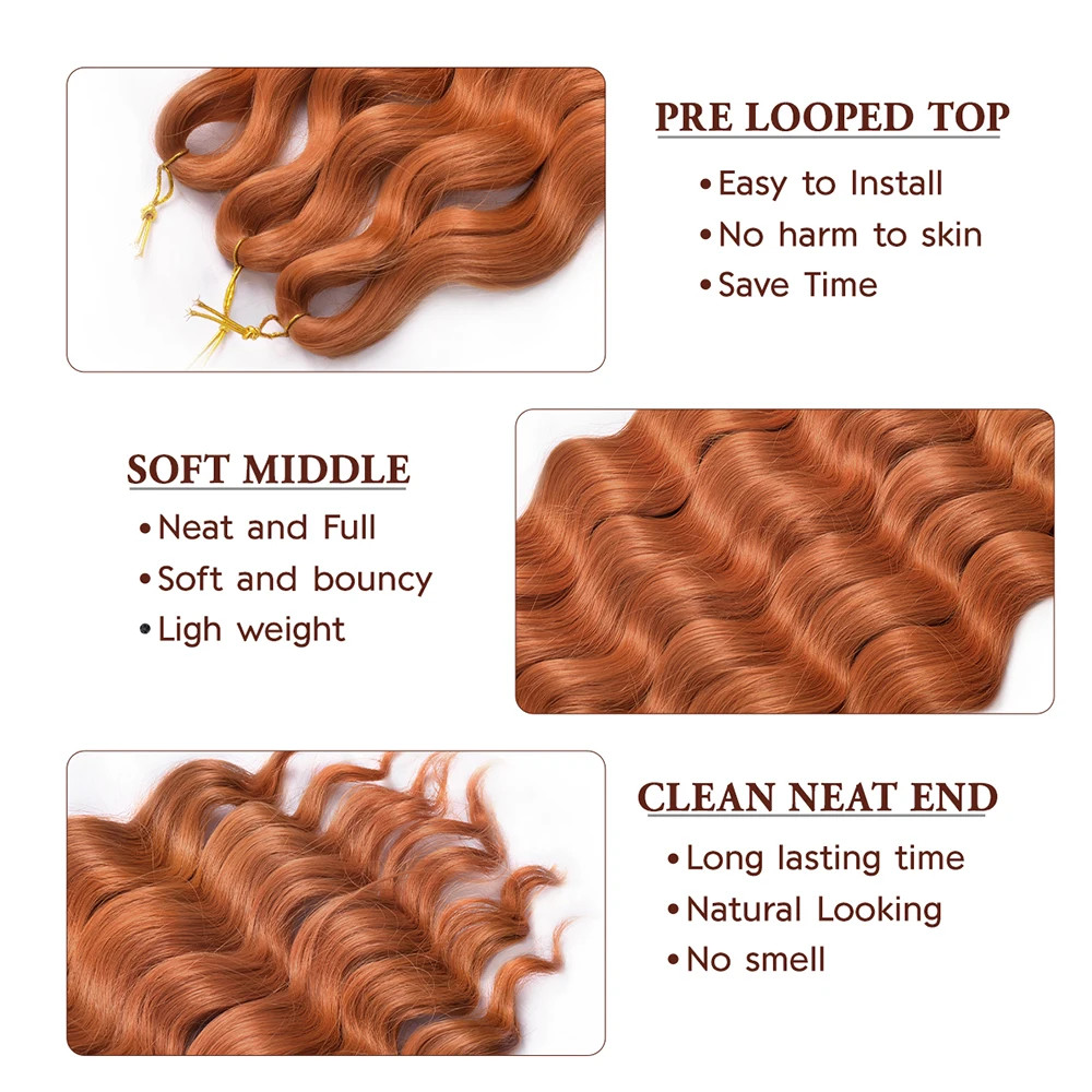 24 Inch Ombre Synthetic Anna Curl Water Wave Twist Crochet Hair Afro Loose Deep