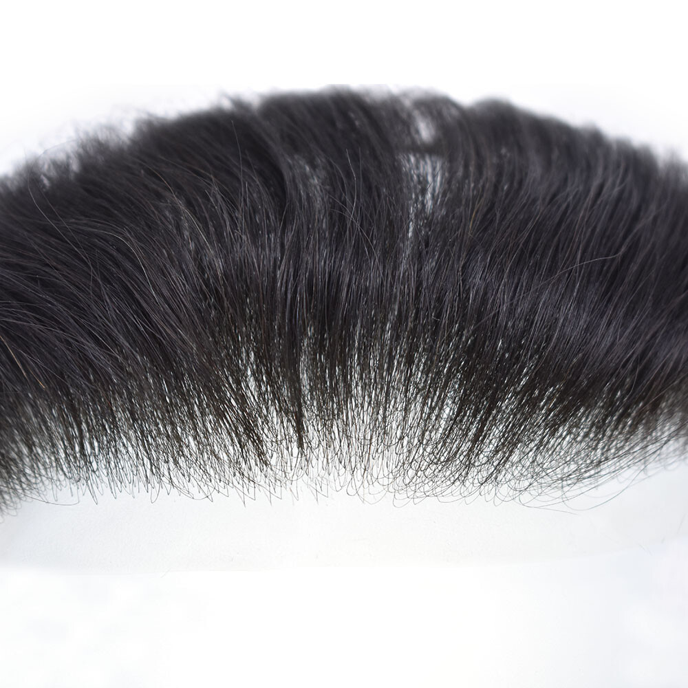 Invisible Human Hair Mens Frontal Hairpiece V-Loop Skin Pu for Receding Hairline