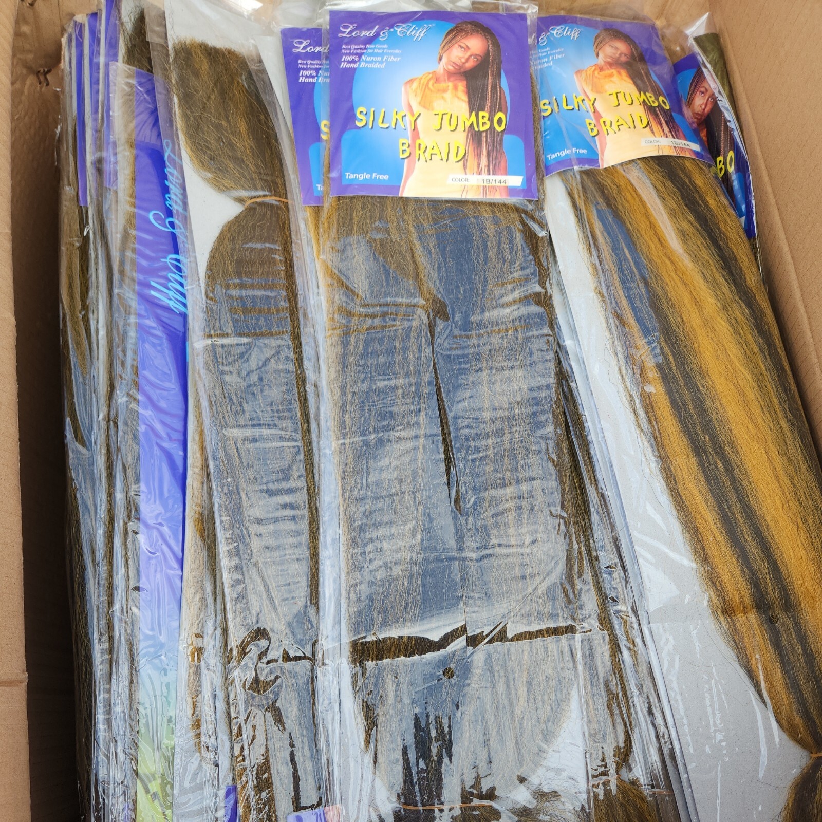 Wholesale lot 10 Lord & Cliff Silky Jumbo Briad Hair Extension Color 1B/144