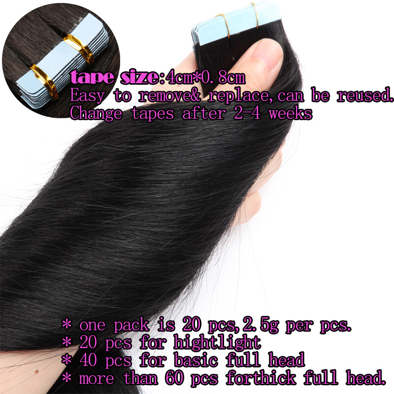 200g 80pcs Thick Skin Weft Tape In Remy Human Hair Extensions Full Head Blonde